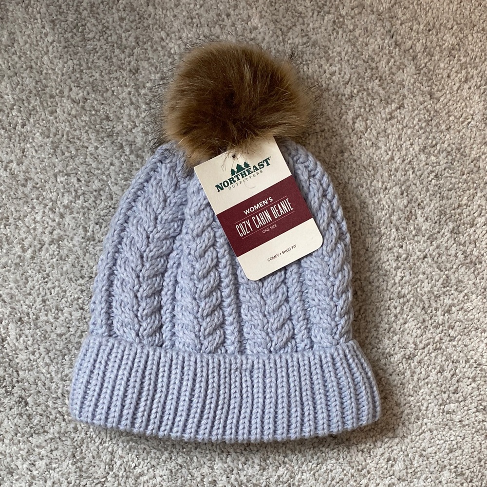 Women’s Cozy Cable Knit Beanie - Light Blue new